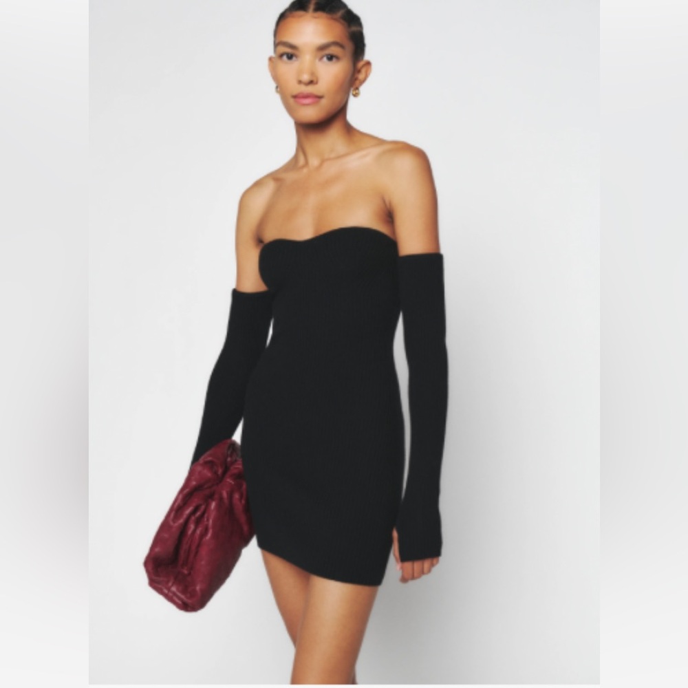 Reformation Danielle Knit Mini Dress Set (100% cashmere, Black, size Small)